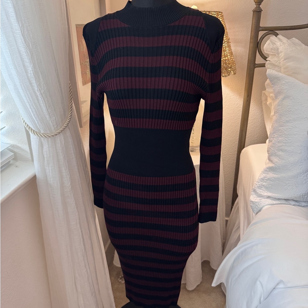 Chic Striped Black and Red Maxi Dress